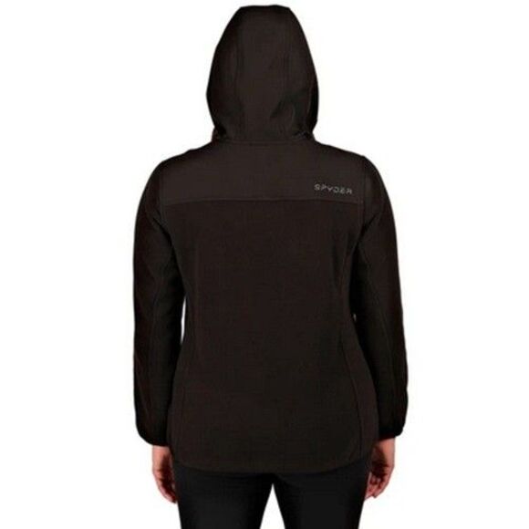 Spyder Women's Polar Fleece Full Zip Jacket Hooded Black Large NWT - Picture 2 of 3